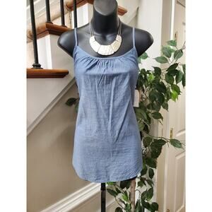 Time And Tru Blue 100% Cotton Sleeveless Adjustable Cami Tank Shirt Size Small
